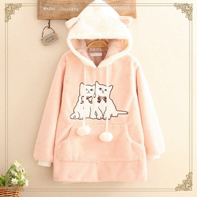cat hoodie, women cat hoodie, sweatshirt, women cat sweatshirt Pink / One Size Winter hoodies for teenage girl LCW:0025232193673.01