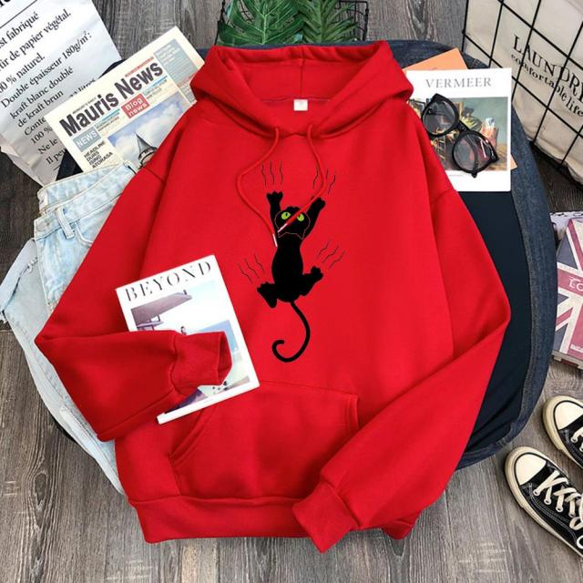 cat hoodie, women cat hoodie, sweatshirt, women cat sweatshirt Red / US-XS Men's red hoodie large FCGH:022953097815