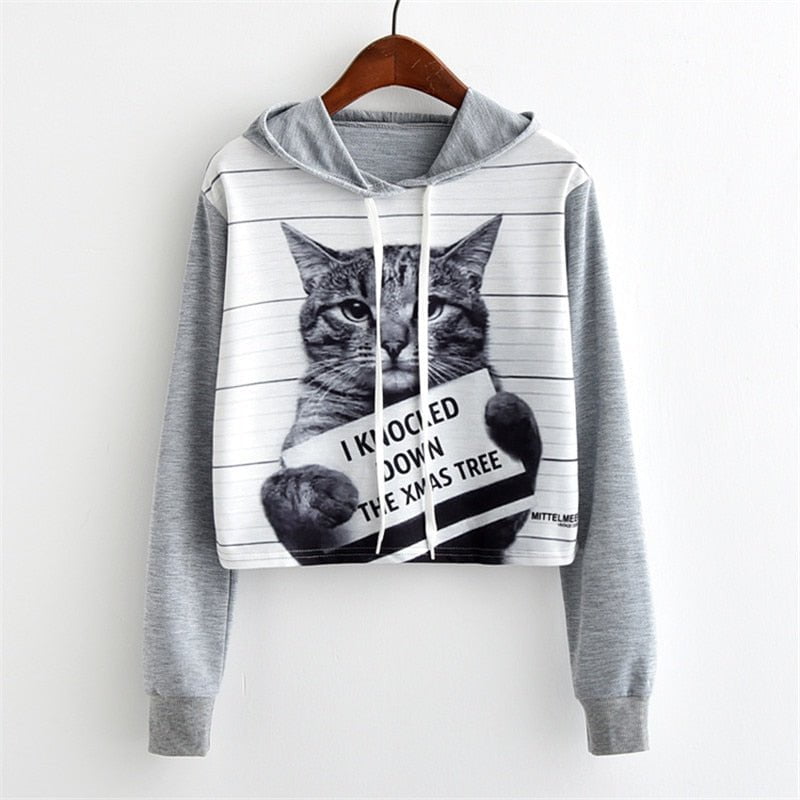 cat hoodies, sweater, women cat hoodie sweatshirt, cat women sweatshirt, cat women top Women's grey hoodie