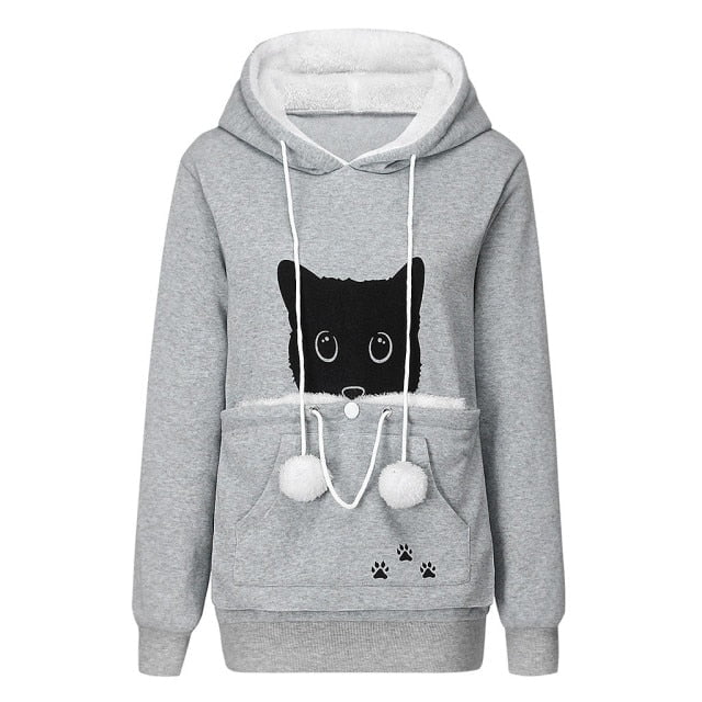 cat hoodies, sweatertshirt, pullover, cold coat Black hoodie "Plus Cat Carrier"