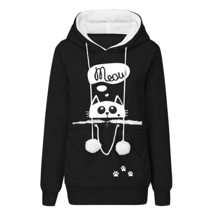 cat hoodies, sweatertshirt, pullover, cold coat BLACK / M Black hoodie "Plus Cat Carrier"