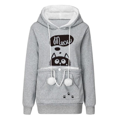 cat hoodies, sweatertshirt, pullover, cold coat Gray / M Black hoodie "Plus Cat Carrier"