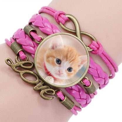 Cat jewelry, silver cat bracelet, cat bracelet Leather Cuff Bracelet