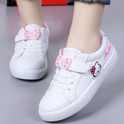 cat kid sneakers, girl sneakers, cat boys shoe Kids-White Cat Shoes.