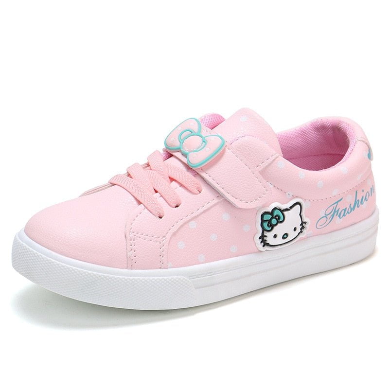 cat kid sneakers, girl sneakers, cat boys shoe Pink / 26 Kids-White Cat Shoes. KID-WPS-124-CF28