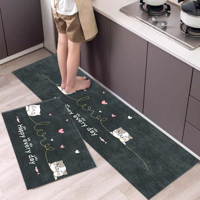 Cat kitchen mat, cat kitchen carpet, living room mat Happy Cat Kitchen Mat.