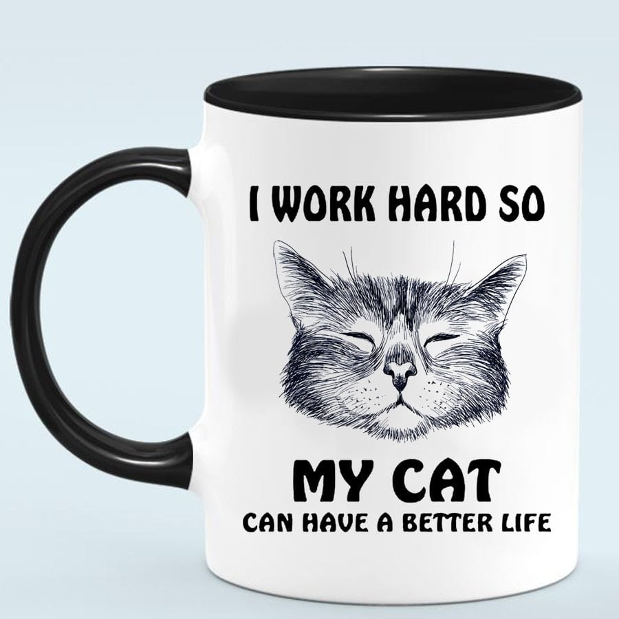 cat mug, cat cup, cat lover mug style 01 / 301-400ml Funny Cat Lover Mug FCM:0016236098134.01