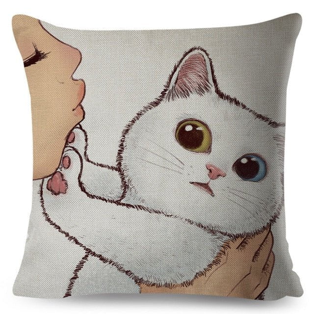 cat pillowcases, pilowcases, cushion cover, cat cushion cover 450mm*450mm / 1 Kiss Cute Cat PillowsCases KSP:0008084634245