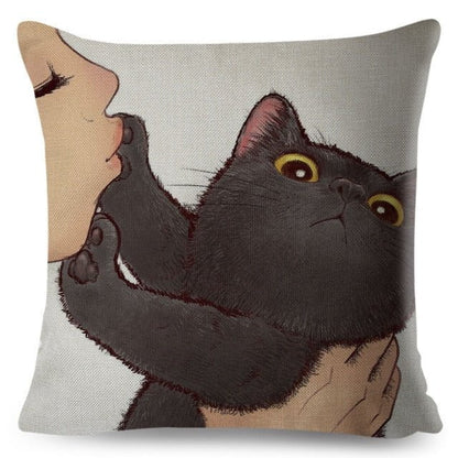 cat pillowcases, pilowcases, cushion cover, cat cushion cover 450mm*450mm / 2 Kiss Cute Cat PillowsCases KSP:0008084634245