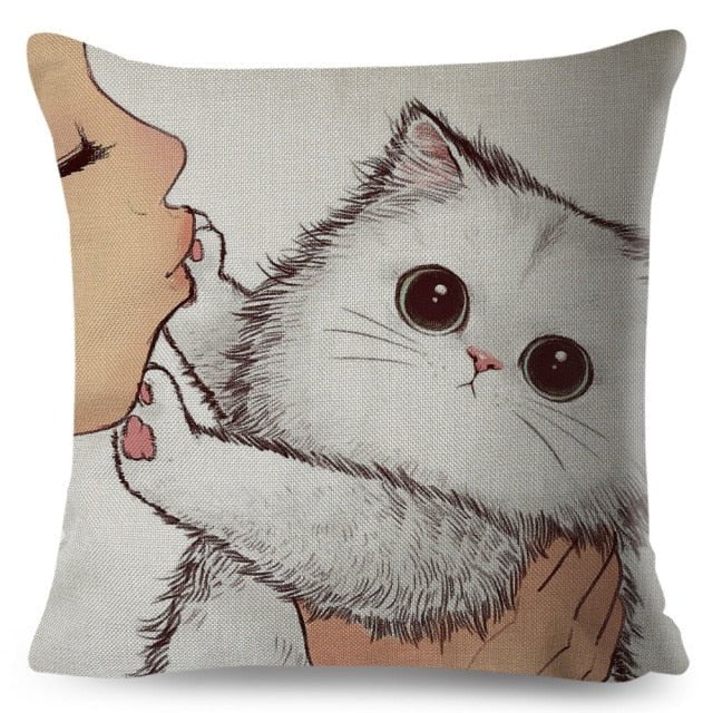 cat pillowcases, pilowcases, cushion cover, cat cushion cover 450mm*450mm / 3 Kiss Cute Cat PillowsCases KSP:0008084634245
