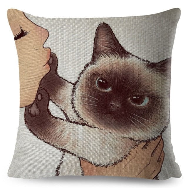 cat pillowcases, pilowcases, cushion cover, cat cushion cover 450mm*450mm / 4 Kiss Cute Cat PillowsCases KSP:0008084634245