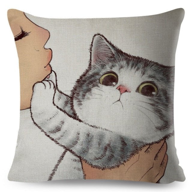cat pillowcases, pilowcases, cushion cover, cat cushion cover 450mm*450mm / 9 Kiss Cute Cat PillowsCases KSP:0008084634245
