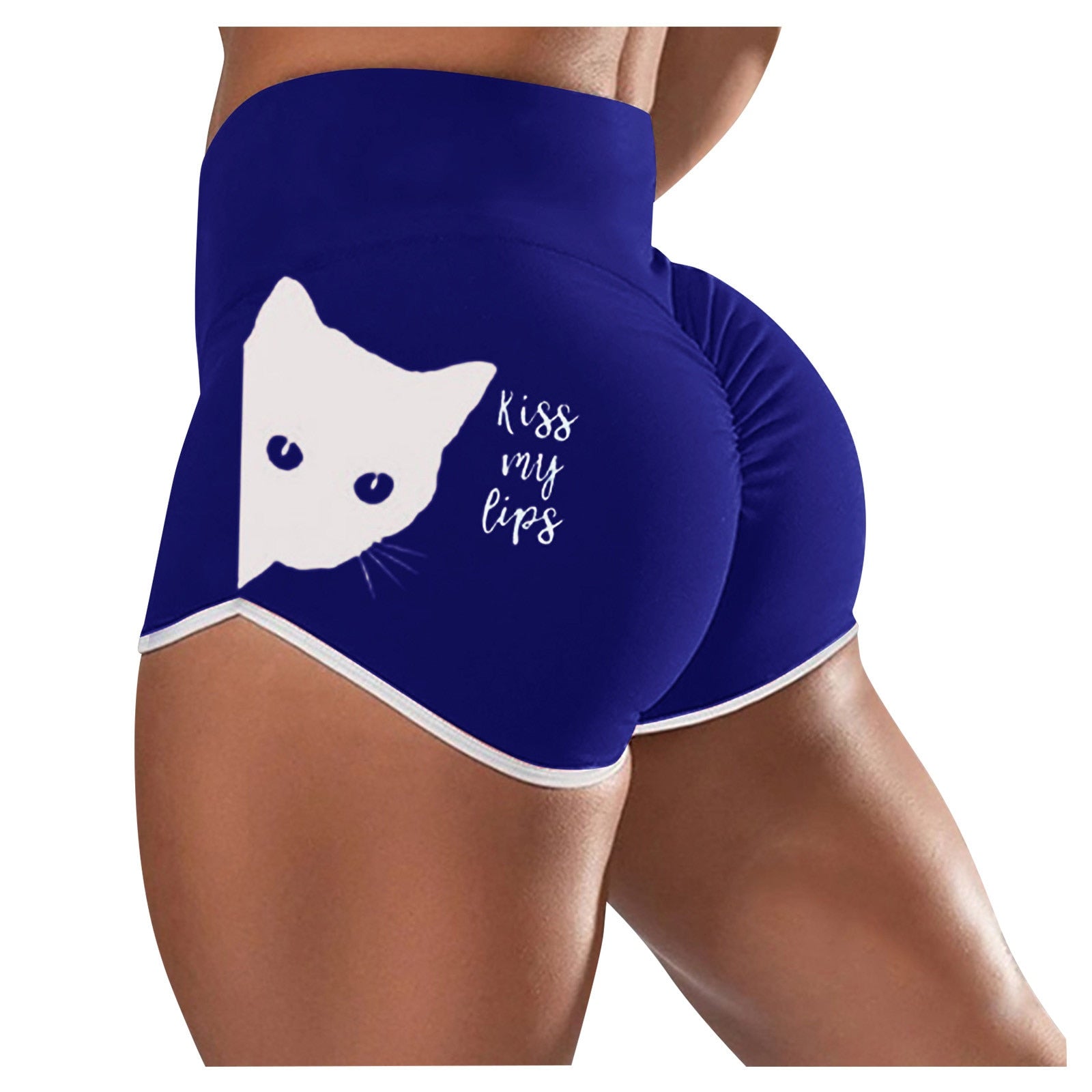 cat short leggings, short leggings, fitness running legging, leggings Blue / S Short tight for running and walking kiss