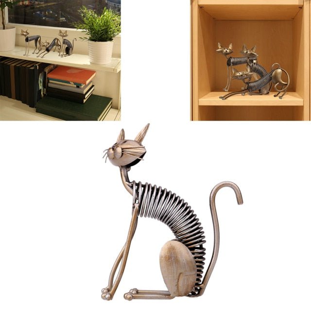 cat statue, cat figurine, cat sculpture, C Iron Cat Figurine
