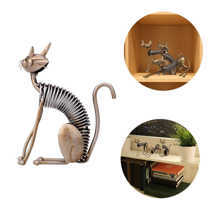 cat statue, cat figurine, cat sculpture, Iron Cat Figurine