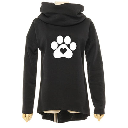 cat sweatshirt, cat pullover, women cat sweatshirt, women sweatshirt, cat hoodie for women Black / S Hoodie, Paw Heart Print