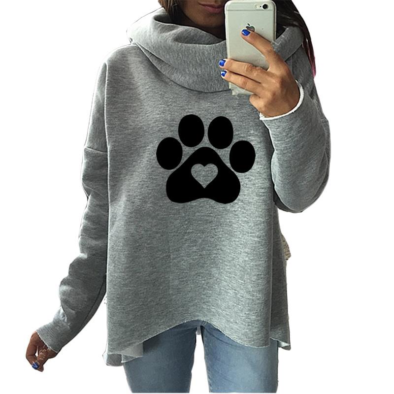 cat sweatshirt, cat pullover, women cat sweatshirt, women sweatshirt, cat hoodie for women Gray / S Hoodie, Paw Heart Print