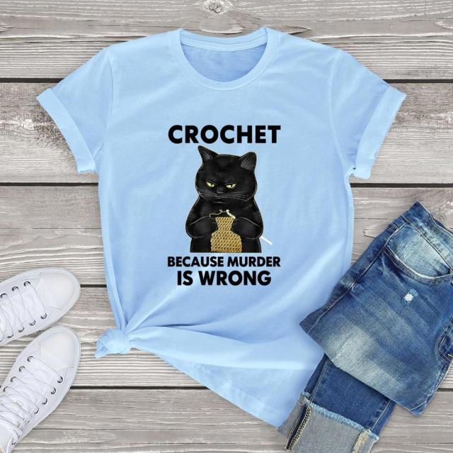 cat t-shirt, t-shirt, cat round neck, crochet T shirt Women's CROCHET tee