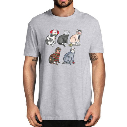 cat t-shirt, t-shirt, men tshirt Gray 90 cotton / S Men's grey t-shirts cotton