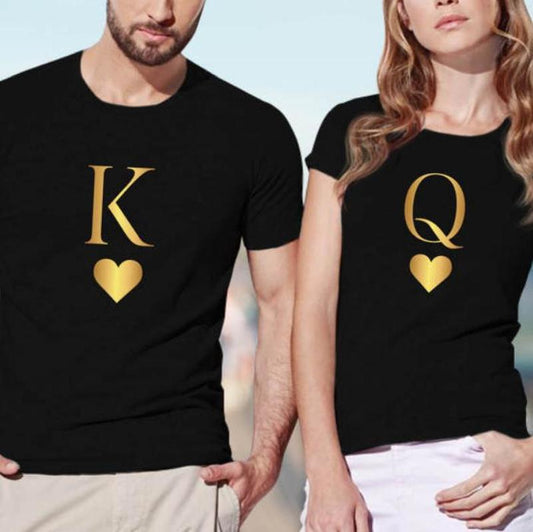 cat t-shirt, t-shirt, women tshirt Cotton t shirt King Queen Heart