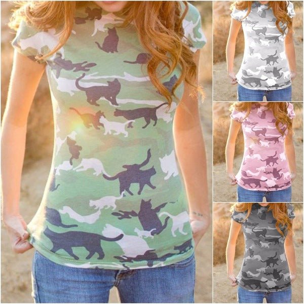 cat t-shirt, t-shirt, women tshirt T shirt Camouflage "CAT"