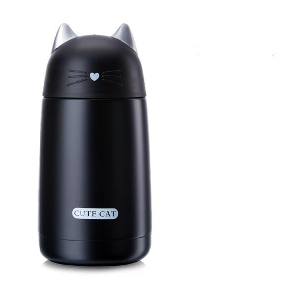 cat thermos, thermos mug, cat mug, thermos Black Cute Cat-Thermo Cup