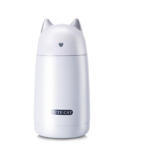 cat thermos, thermos mug, cat mug, thermos White Cute Cat-Thermo Cup
