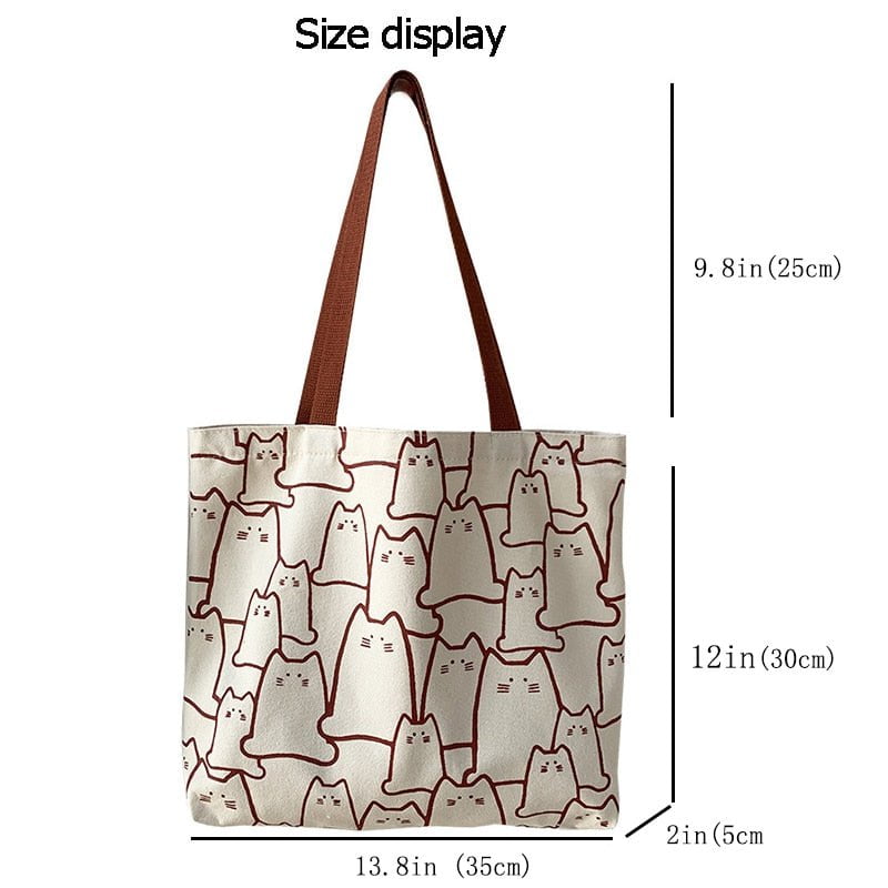 cat tote bag, cat shoulder bag, canvas shoulder bag, cat handbag Girl's shopper Casual Cat's Tote