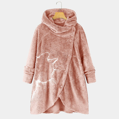 cat winter coat , women coat, autumn women cat coat, fleece coat Pink / S Long fleece coat women's outerwear MCB:0025222286054