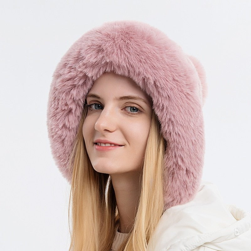 1989 Pink Winter Warm Knitted Hat Fur bella 14:200004890#1989 Pink