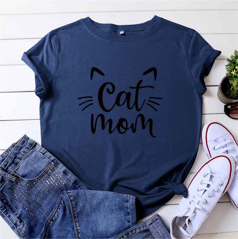 tshirt Dark Blue / S Cotton t shirts CAT MOM CJNS104563009IR