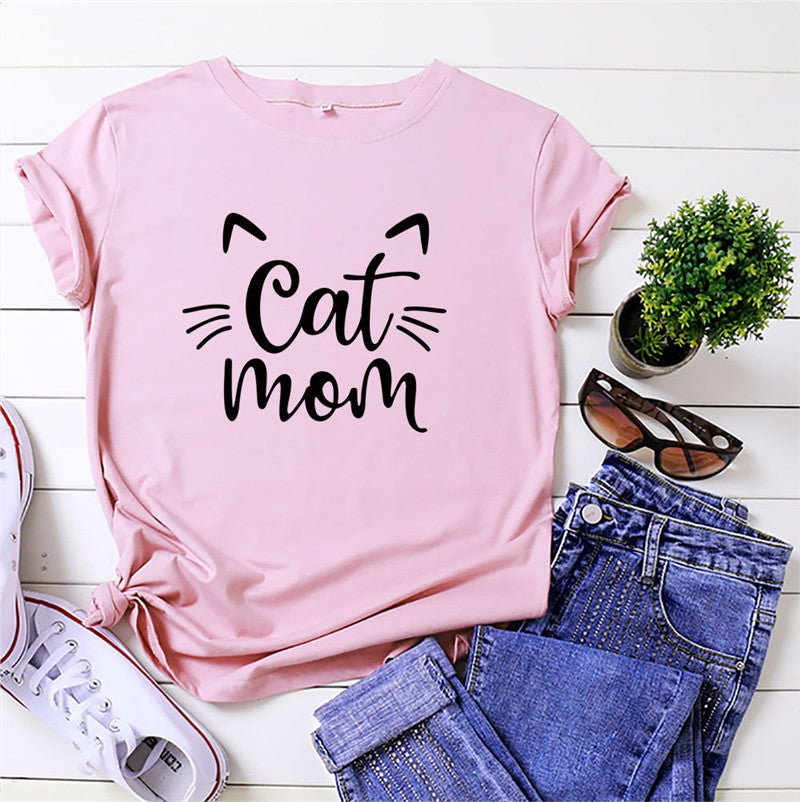 tshirt Pink / S Cotton t shirts CAT MOM CJNS104563017QJ