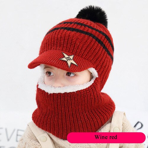wine red Baby Winter Hat Pom Pom Beanie 14:10#wine red