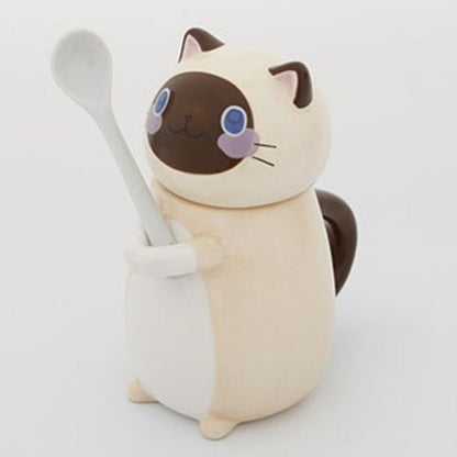 cat mug, cat thermo, cat cup Style 3 / 300ml cat ceramic coffee mug with spoon CMS:00125062951