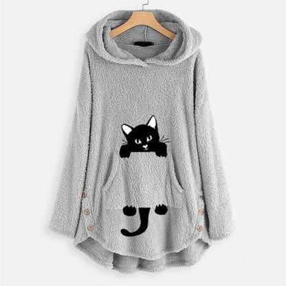 cat hoodie, sweartshirt, fleece coats, cat pullover, cold coat Gray / S Women's thick hoodies "Cat Ears"