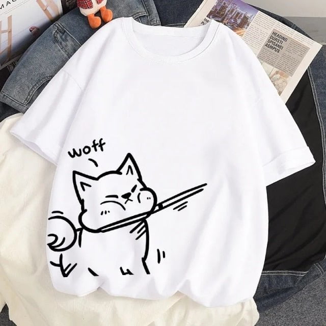 cat t-shirt, t-shirt, women tshirt 11 / S Oversize t shirt Best O-Neck White Cotton BTW:002576922514.01