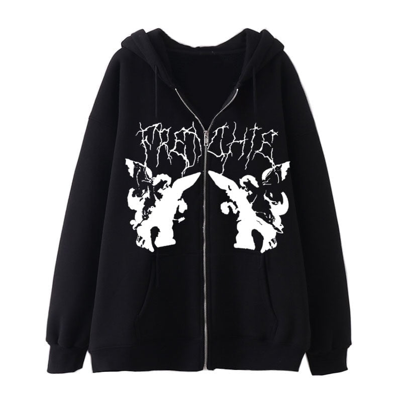 hoodie, men hoodie, sweatshirt, hoodiesweatshirt black / S women's oversize zip up hoodie with butterfly SBH:804047762127.01