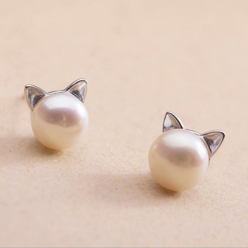 cat jewelry, cat earrings, silver cat earrings Back Face Earrings BFE:0073038401208