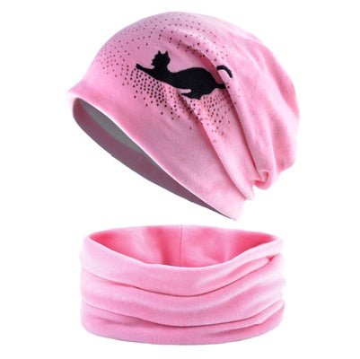 cat hat, cat women hatscarf, women hatscarf, ladies hatscarf, hat Set Pink2 women's beanie and scarf set with cat