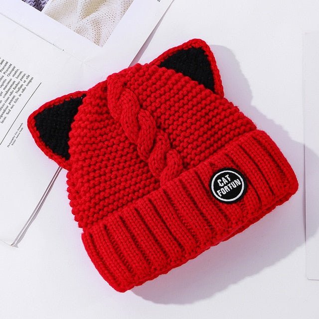 red / M56-58cm Ladies winter knit beanie TFK:0016593361576.05