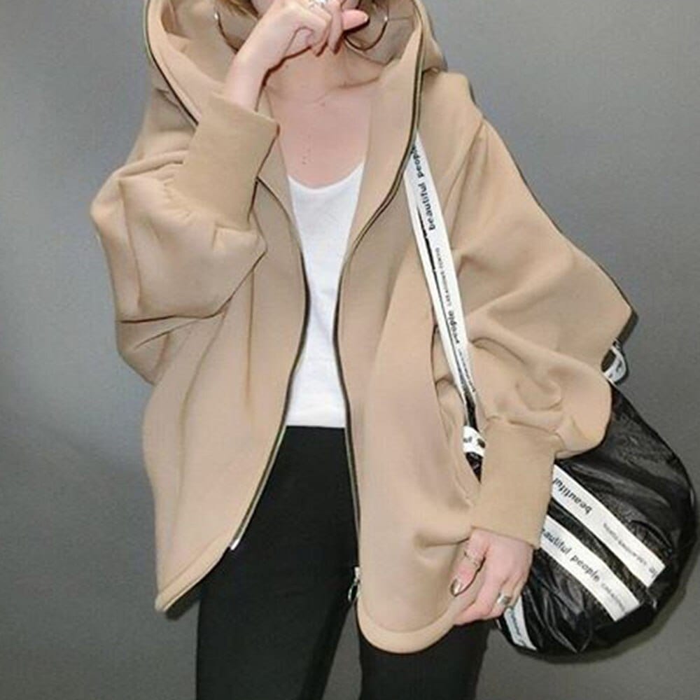 Khaki / One Size Women's winter zip up hoodies ZAR:00898617802.01
