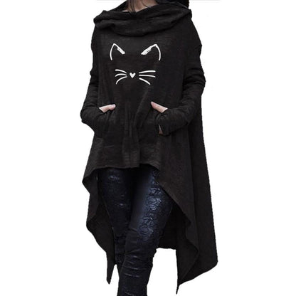 cat hoodies, cat women hoodie, women cat sweatshirt, pullover, sweatshirt, hoodie Black / S ladies winter hoodie dress bv VBL:6803233446796