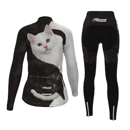 cat tracksuits set, tracksuits, cat sweaterand trouser, cat sweater, sweater and trouser Photo Color / XS Women's black and white tracksuit LJJ:2255800255