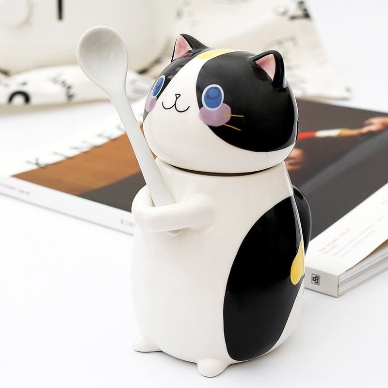 cat mug, cat thermo, cat cup Style 5 / 300ml cat ceramic coffee mug with spoon CMS:00125062951