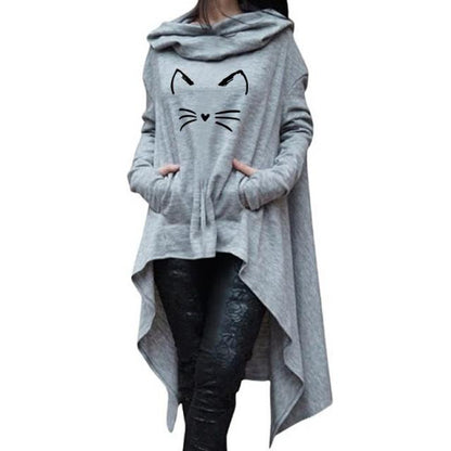 cat hoodies, cat women hoodie, women cat sweatshirt, pullover, sweatshirt, hoodie Gray / S ladies winter hoodie dress bv VBL:6803233446796