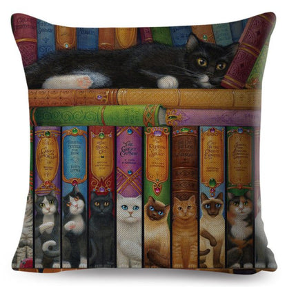 cat pillowcases, pilowcases, cushion cover, cat cushion cover 450mm*450mm / 9 A Cute Book Cat PillowCases BCP:0000434046410