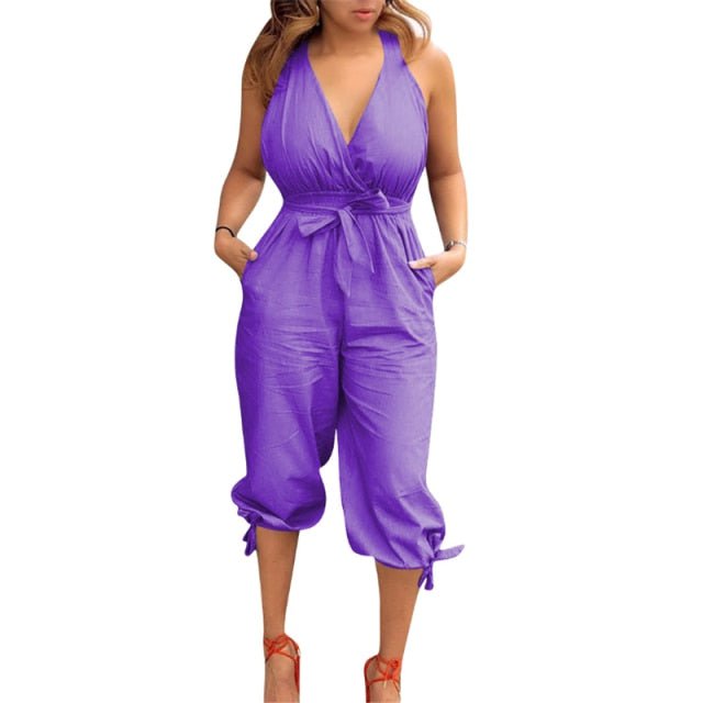jumpsuit, belt jumpsuit, suspender belt jumpsuit Purple / S Jumpsuit Women ELJ:002346351323.06