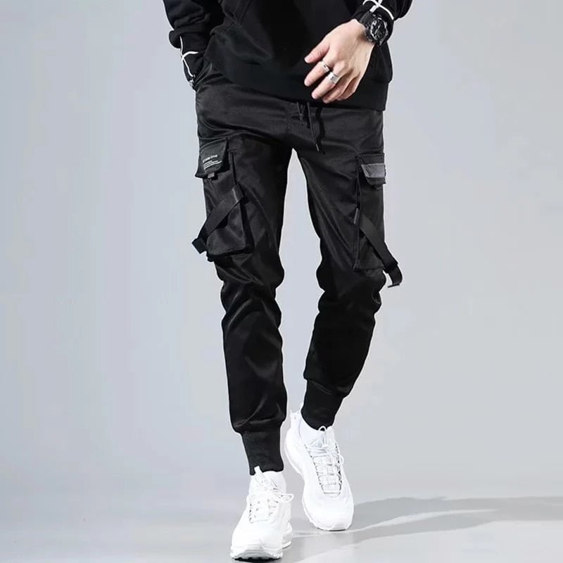 men's black cargo pants hip – Catseven store