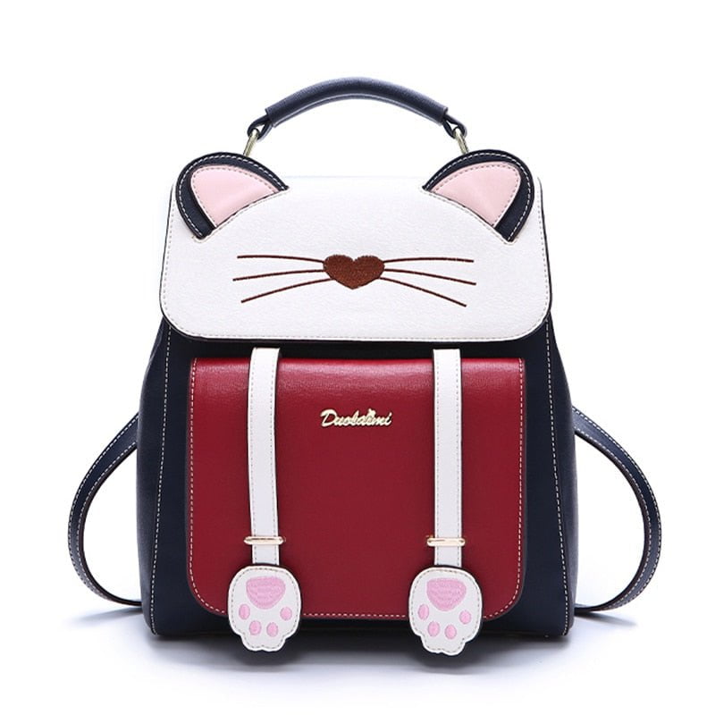 cat bag, cat backpack, cat backbag, ladies cat backpack, women backpack , cat leather bag, ladies bag Meow  Girl Backpack