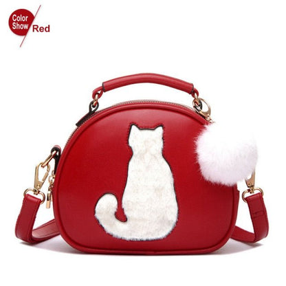 cat bag, shoulder bag, crossbody bag, leahter shoulder bag, cat women shoulder bag, cat canvas bag, ladies bag Red Vogue Cat Star Handbag. VST:0062591207512
